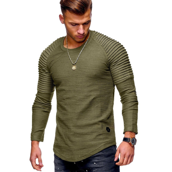 Men's long-sleeve shirt with textured shoulder design Lisslune