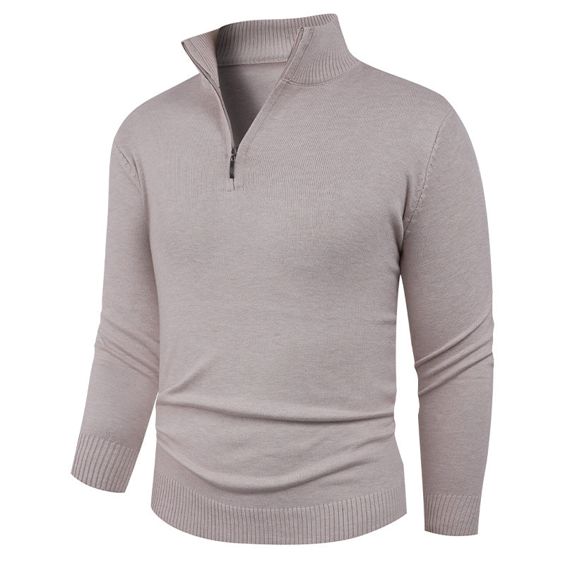 Men's knit sweater with high collar and practical zipper Lisslune