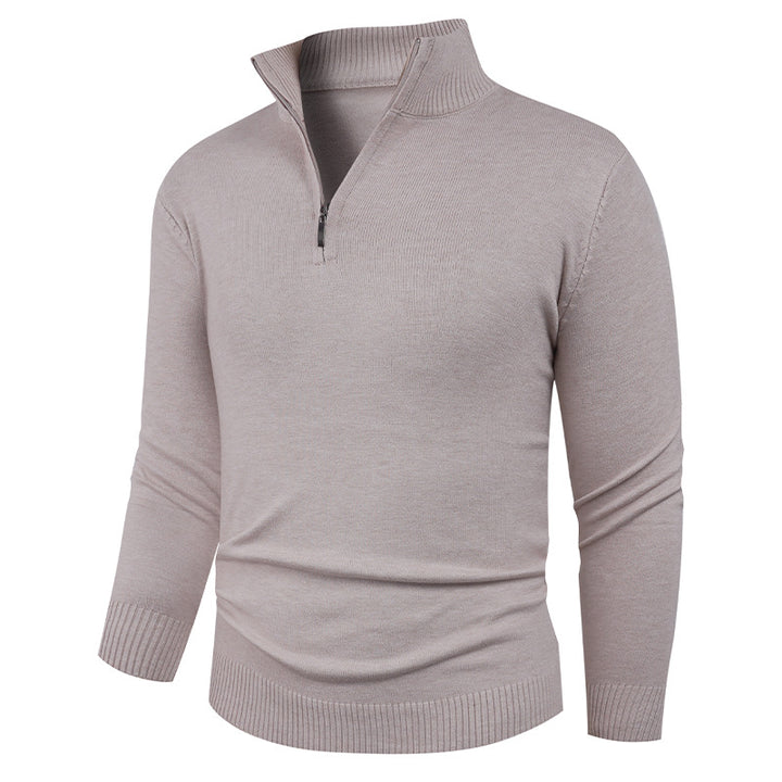 Men's knit sweater with high collar and practical zipper Lisslune
