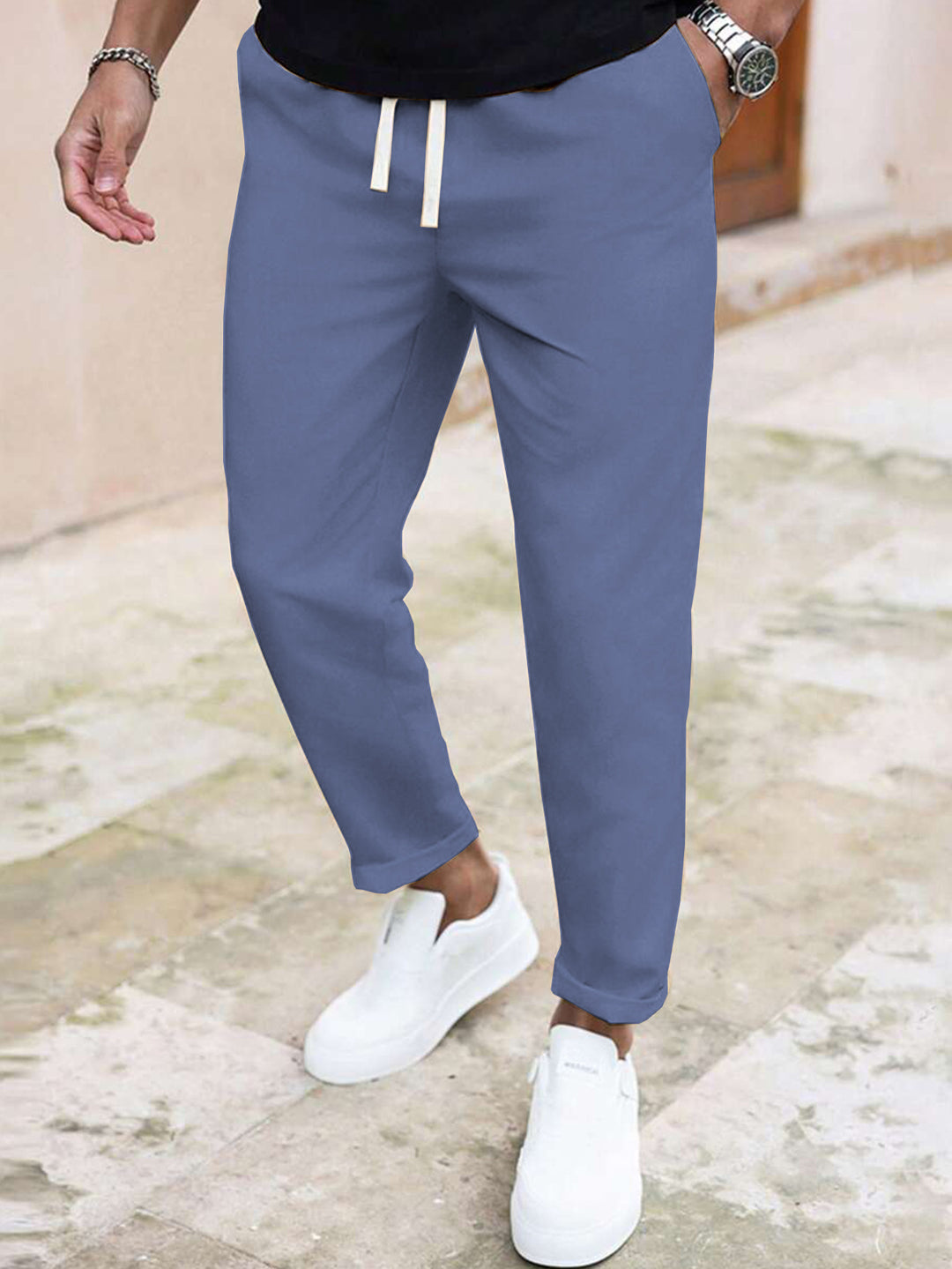 Men's Leisure Pants with Elastic Waistband and Practical Pockets Lisslune
