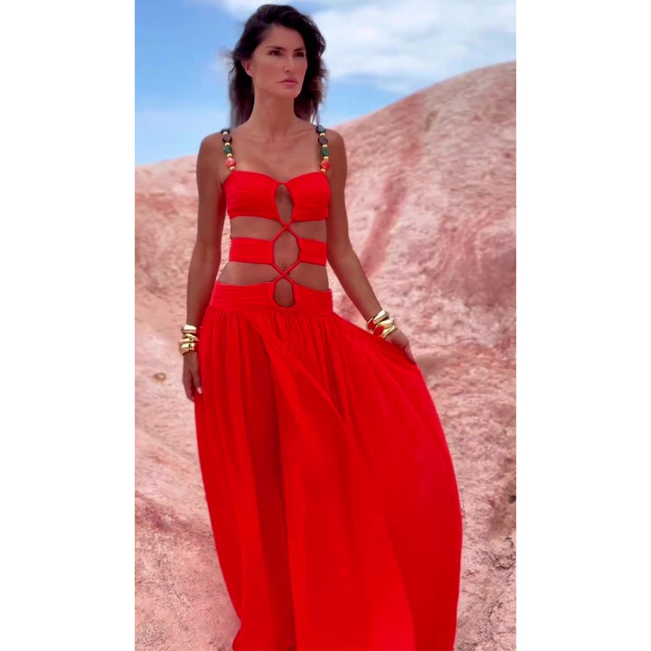 Women's maxi dress with unique cut-out design