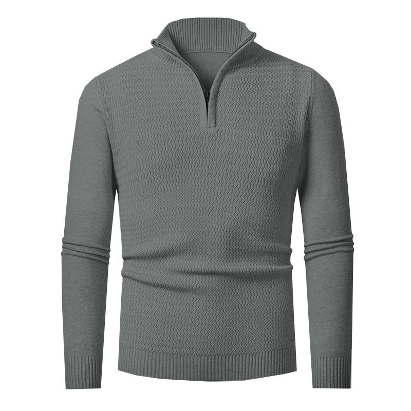 Men's knit sweater with high collar and textured design Lisslune