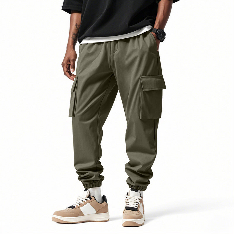 Men's cargo pants with elastic waistband and multifunctional pockets Lisslune