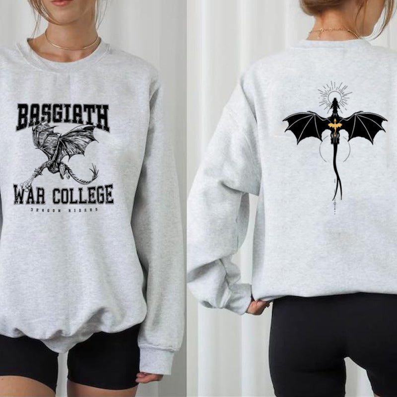Women's sweatshirt with creative dragon motif and unique college design Lisslune