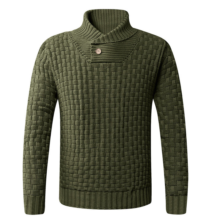 Men's knitted sweater with modern shawl collar and button details Lisslune
