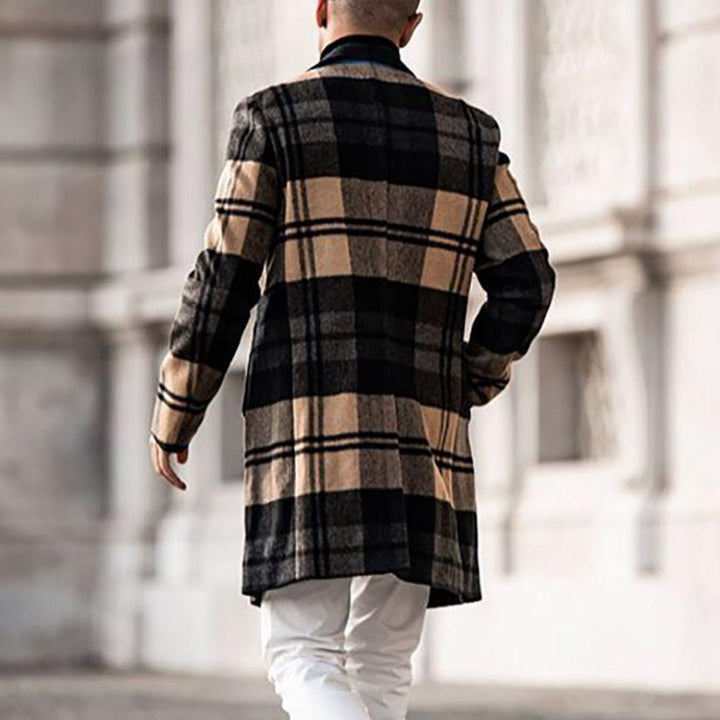 Men's elegant checkered coat with classic cut and double button placket Lisslune