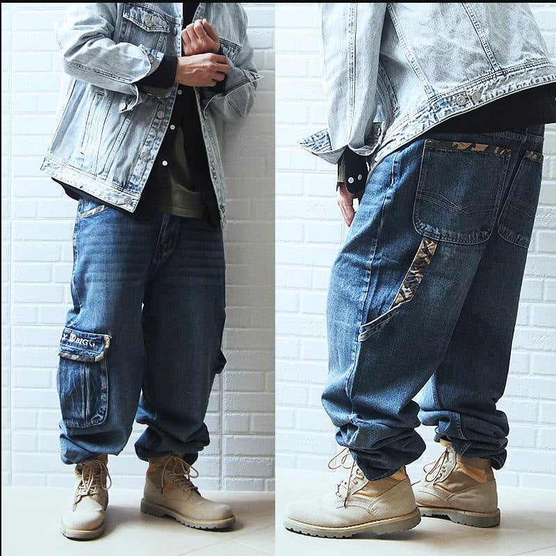Men's Casual Baggy Jeans with Cargo Pockets Lisslune