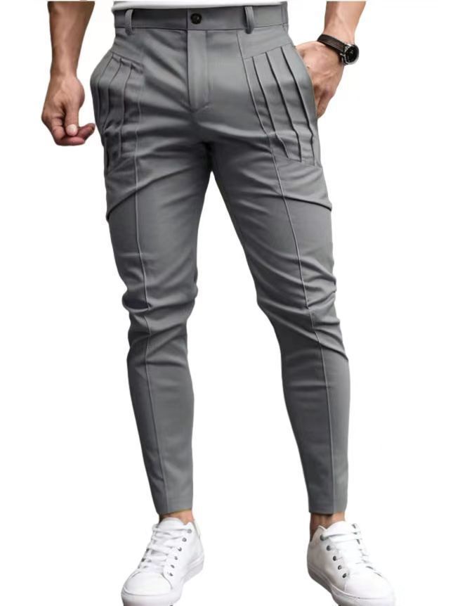 Men's fashionable suit trousers with side pleats and slim fit Lisslune