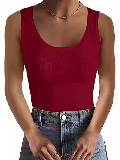 Damen figurbetontes Ripptop mit breiten Trägern und angenehmem Abschluss Lisslune