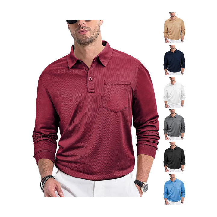Men's polo shirt with modern structured design and practical chest pocket Lisslune