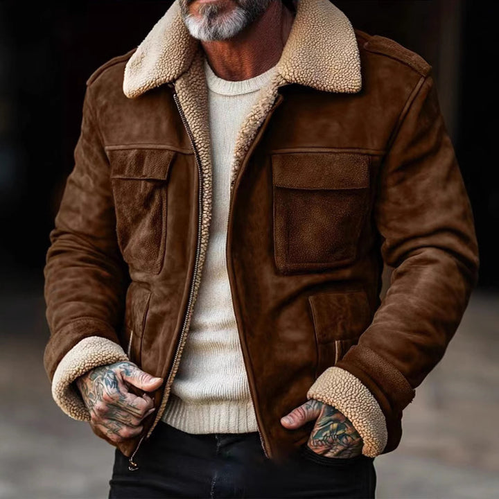 Men's stylish leather jacket with warm lining Lisslune