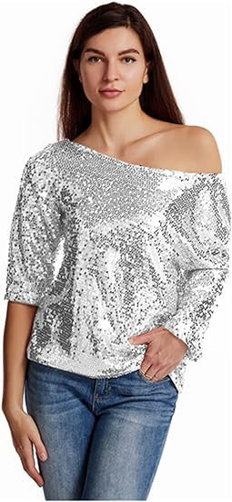 Ladies Sparkling Sequin Blouse Lisslune