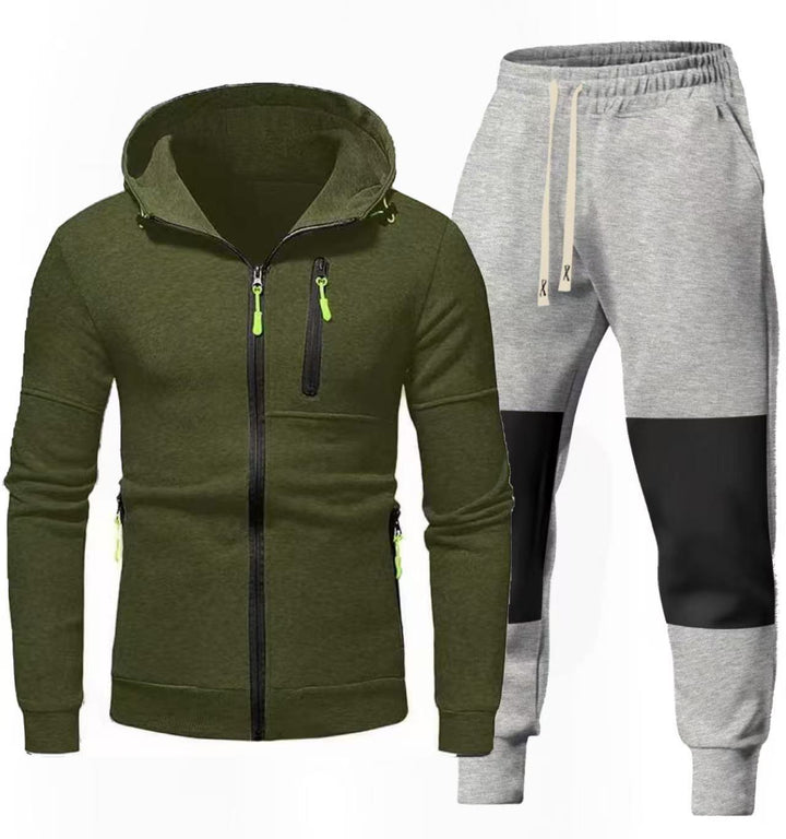 Men's Sports Hoodie and Jogging Pants Set with Functional Zipper Pockets Lisslune