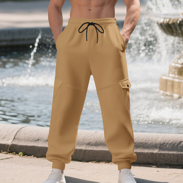 Men's comfortable cargo joggers with elastic waistband and multifunctional pockets Lisslune