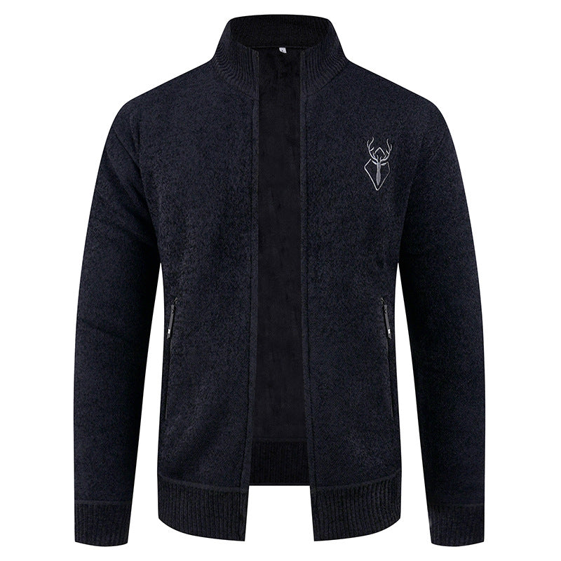 Men's cardigan with high collar and practical zip pockets Lisslune