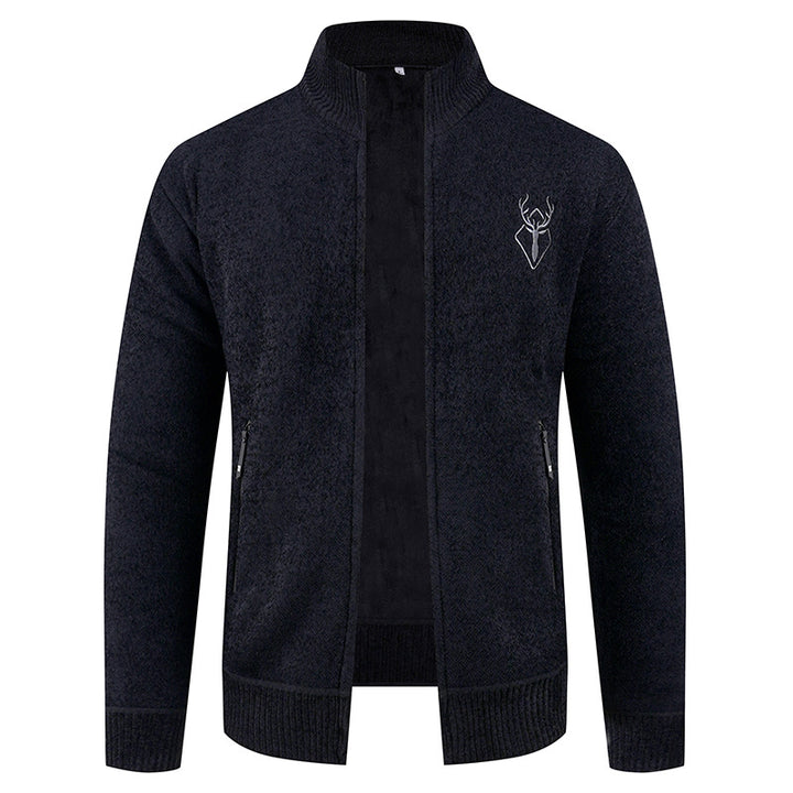 Men's cardigan with high collar and practical zip pockets Lisslune