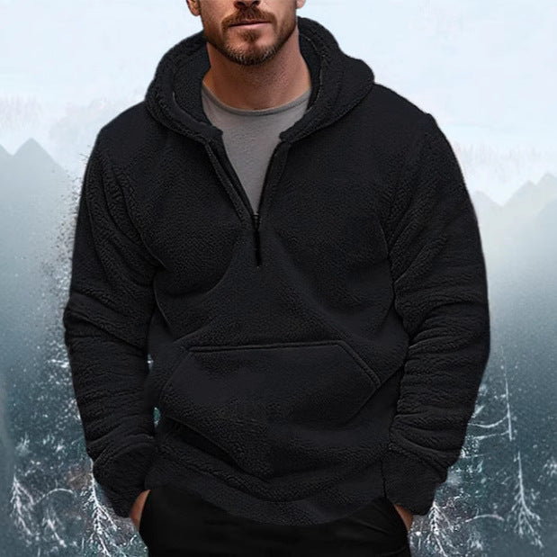 Men's fleece hoodie with deep zipper and practical kangaroo pocket Lisslune