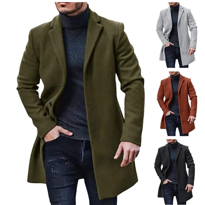 Men's elegant longer cut wool coat with classic lapels Lisslune