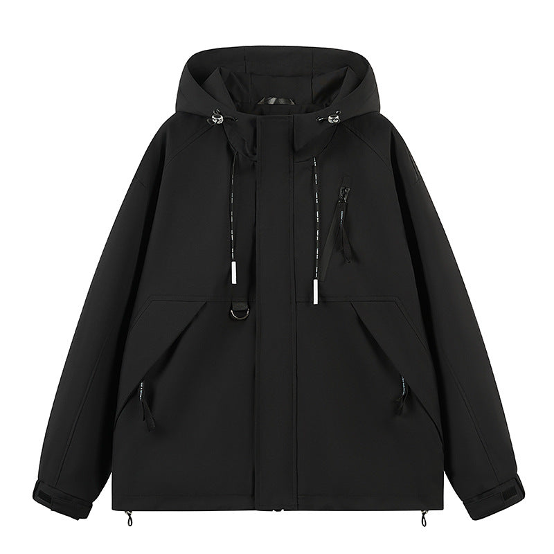 Men Water-Repellent Leisure Jacket with Adjustable Collar and Practical Zipper Pockets Lisslune