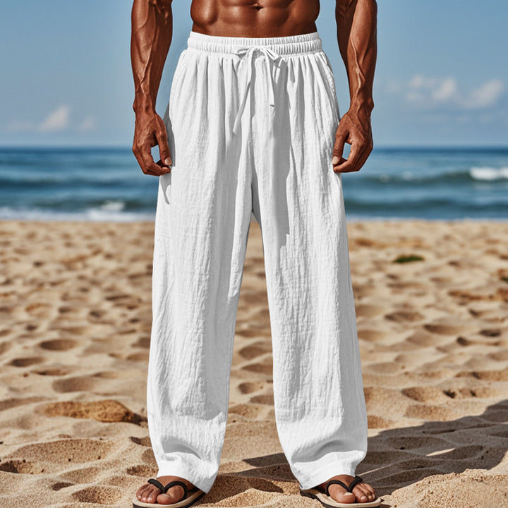 Men's airy summer cargo pants with elastic waistband and practical side pockets Lisslune