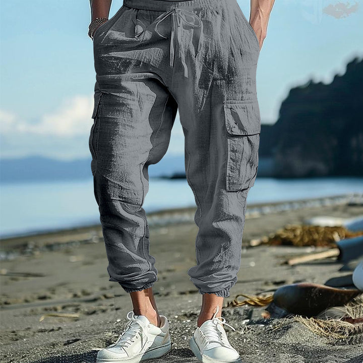 Men's cargo pants with elastic waistband and practical side pockets Lisslune 1759578019
