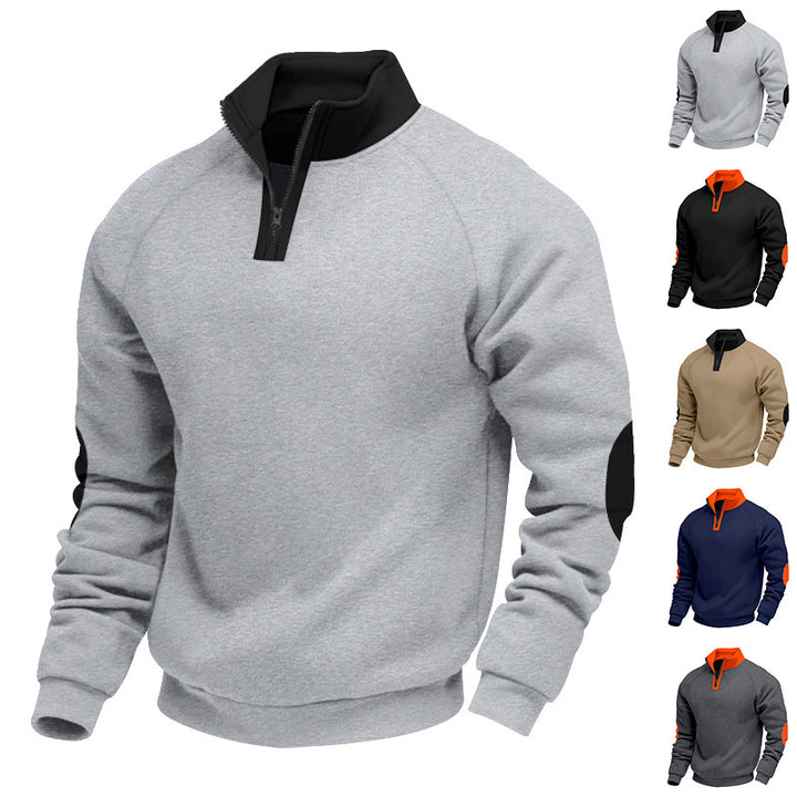 Men's sweatshirt with half zipper and contrasting sleeves Lisslune
