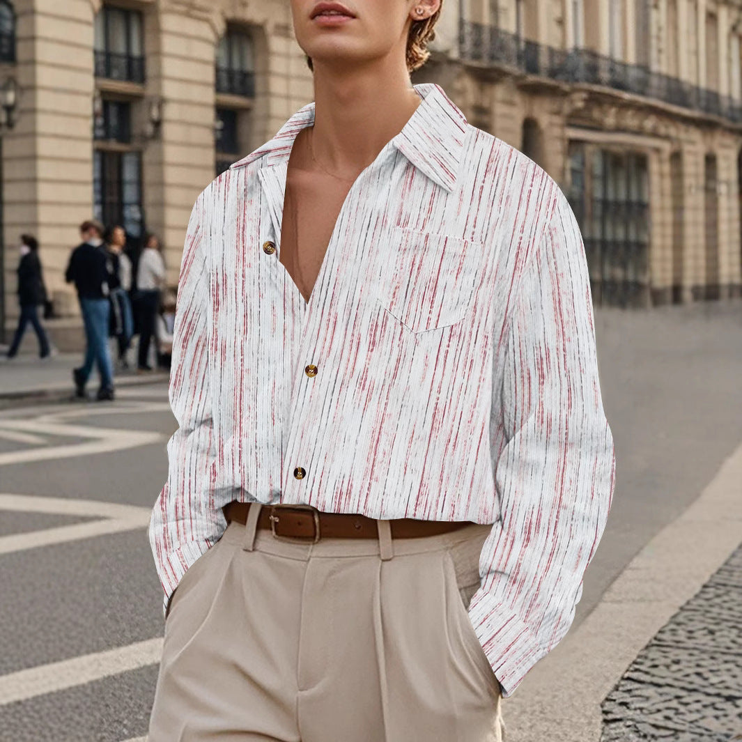 Men's casual long sleeve shirt with modern texture and stylish buttons Lisslune