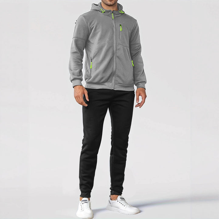 Men's Sporty Sweat Jacket and Jogging Pants Set with Functional Pockets Lisslune