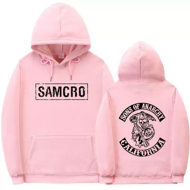 Women's hooded sweatshirt with artistic retro print and kangaroo pocket design Lisslune