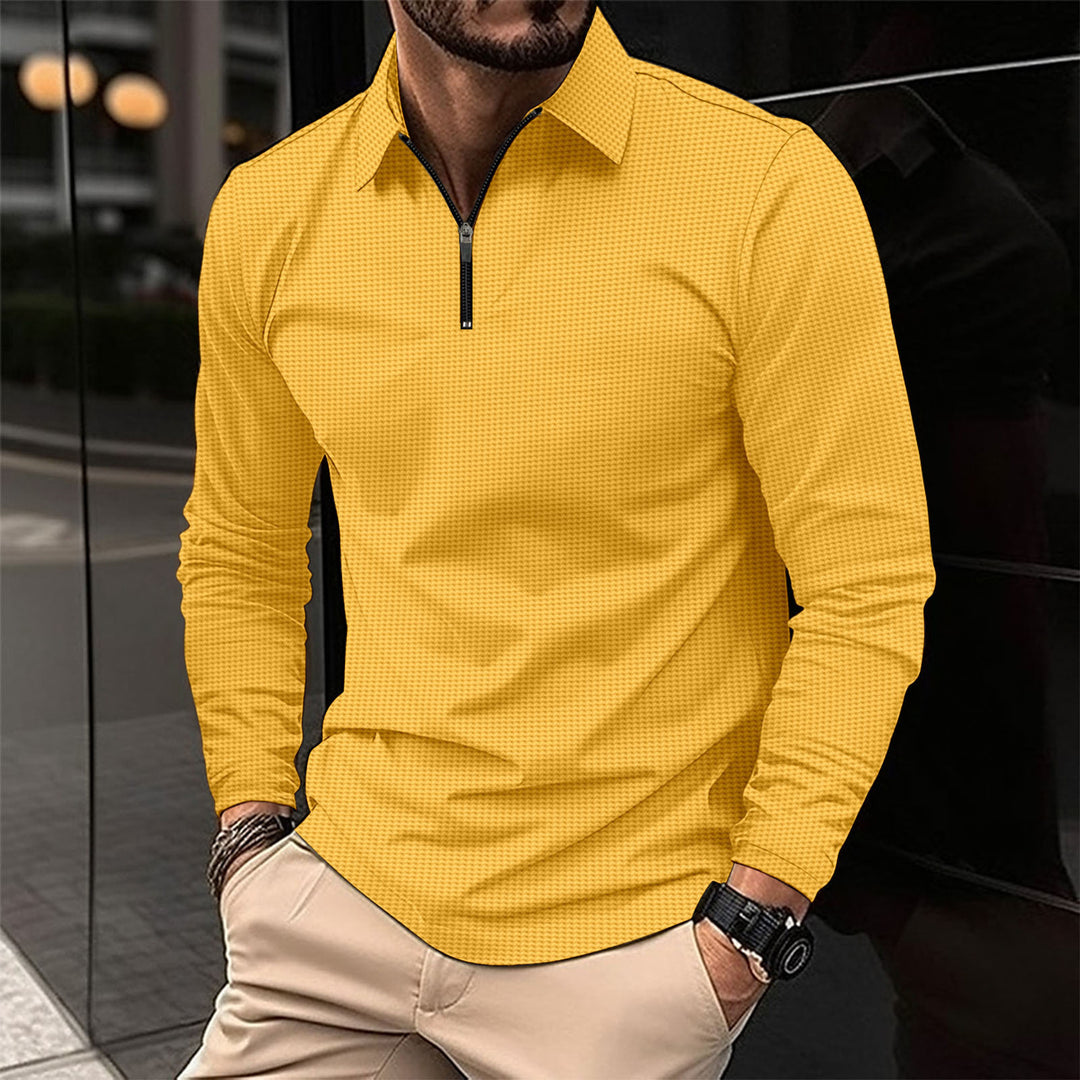 Men's elegant long-sleeve shirt with innovative zipper and textured outer material Lisslune