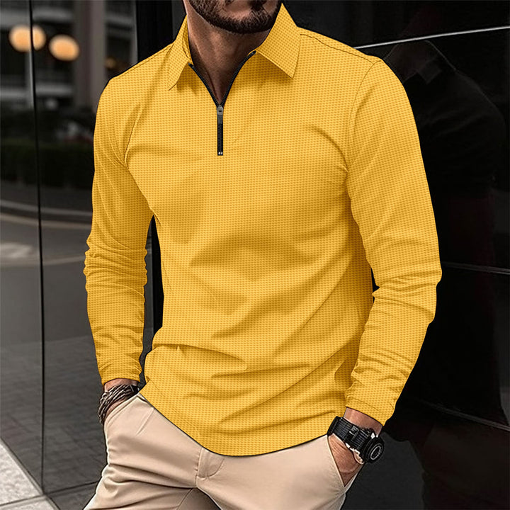 Men's elegant long-sleeve shirt with innovative zipper and textured outer material Lisslune