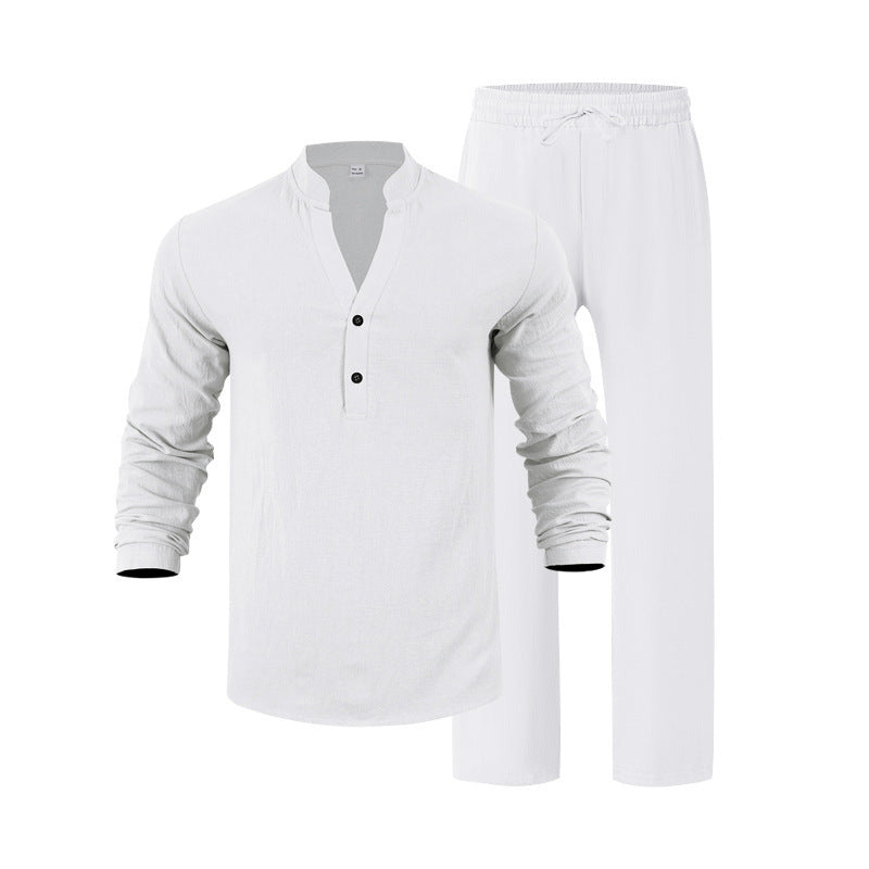 Men's leisure loungewear set with long-sleeved shirt and comfortable joggers Lisslune