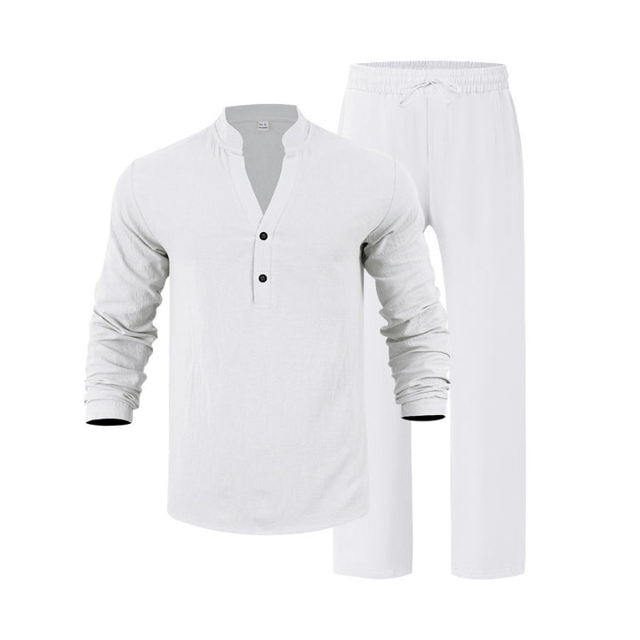 Men's leisure loungewear set with long-sleeved shirt and comfortable joggers Lisslune