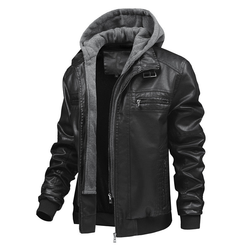 Men's leather jacket with removable hooded lining Lisslune