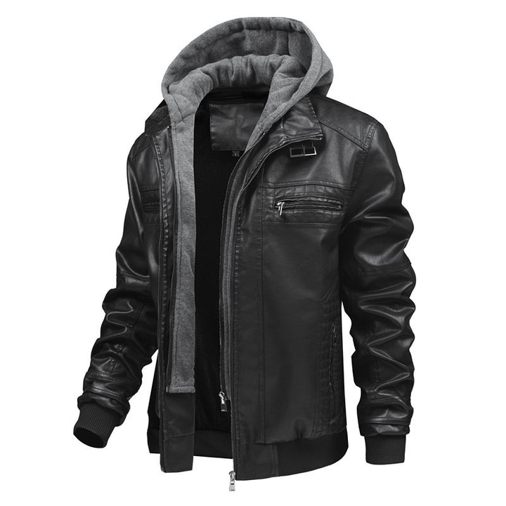 Men's leather jacket with removable hooded lining Lisslune