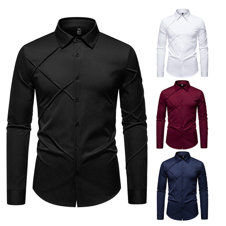 Men's Elegant Shirt with Innovative Cut and Stylish Accents Lisslune