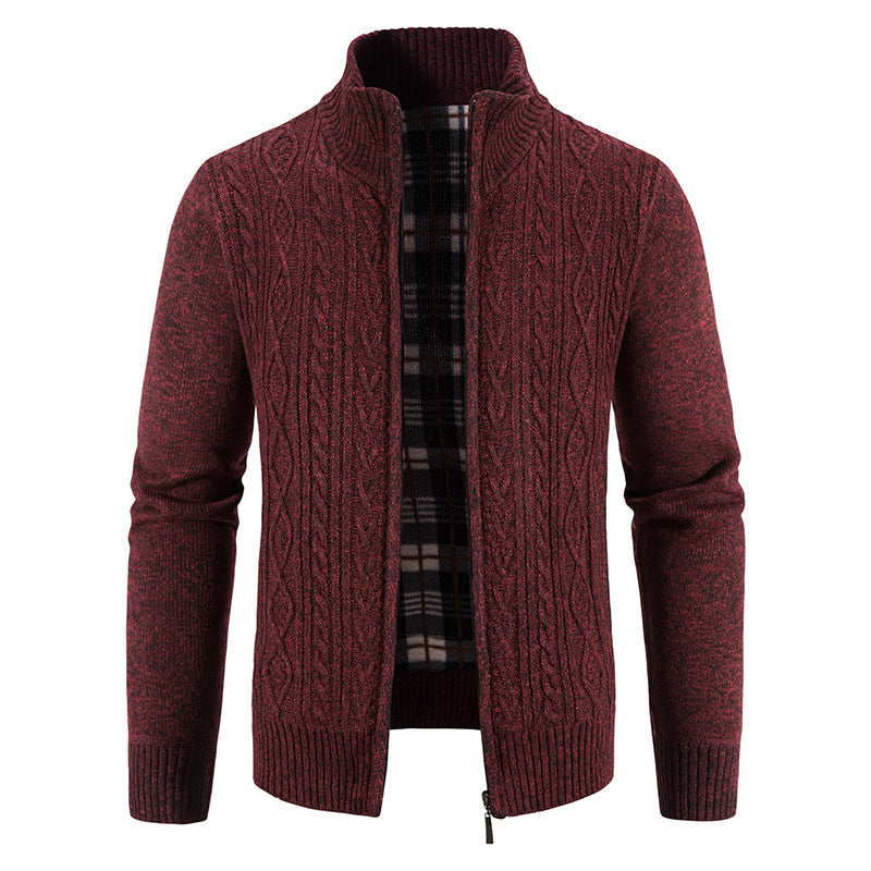 Men's cardigan with high collar and textured design Lisslune