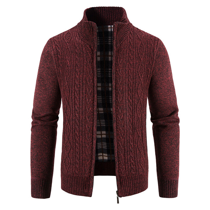 Men's cardigan with high collar and textured design Lisslune