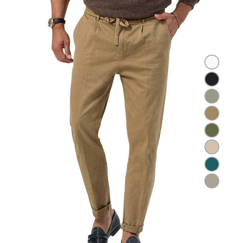 Men's Elegant Linen Pants with Elastic Waistband and Practical Pockets Lisslune