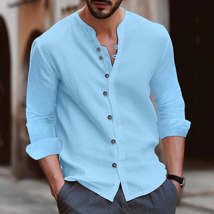 Men's Elegant Shirt with Button Placket and Textured Design Lisslune