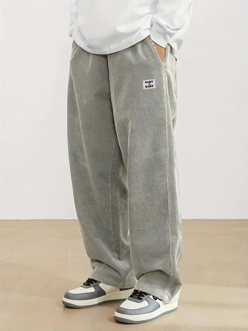 Women's wide corduroy trousers with elastic waistband and side pockets Lisslune