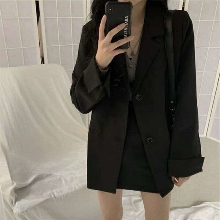 Women Elegant Blazer with Two-Button Closure and Loose Fit Lisslune