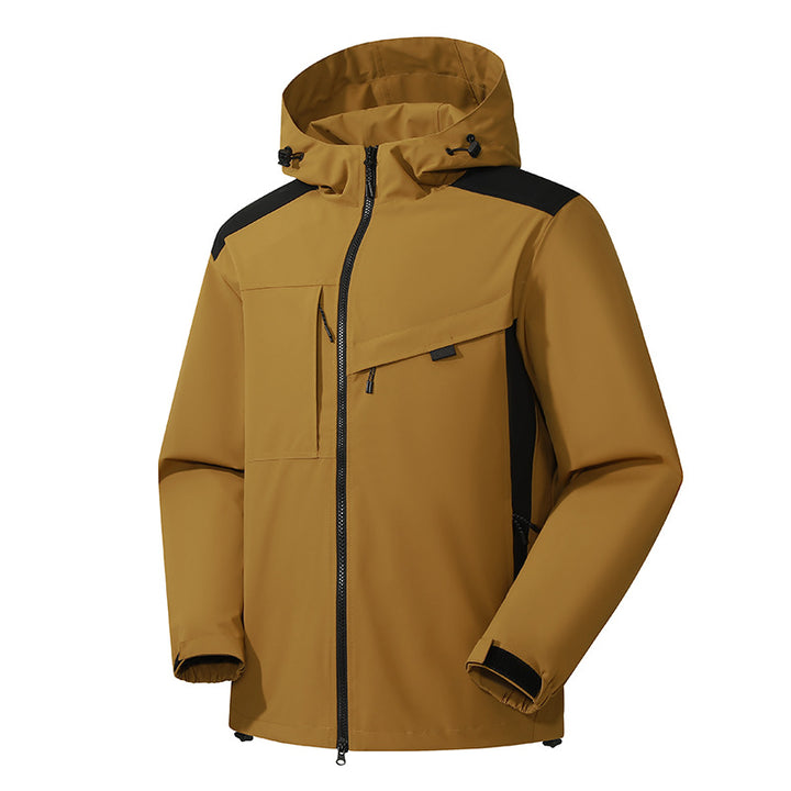 Men's multifunctional outdoor jacket with adjustable hood and strong zippers Lisslune