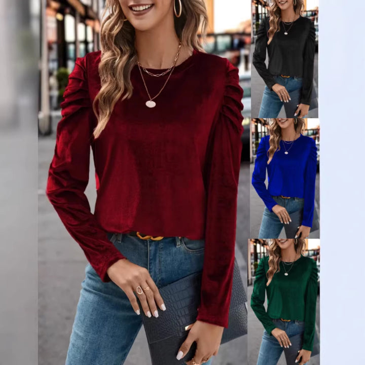 Damen Elegantes Langarmshirt mit Raffungen Lisslune