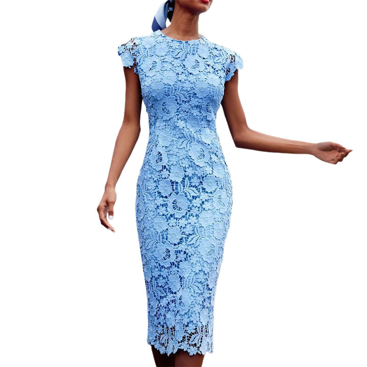 Women's sheath dress with floral lace top and figure-hugging cut Lisslune