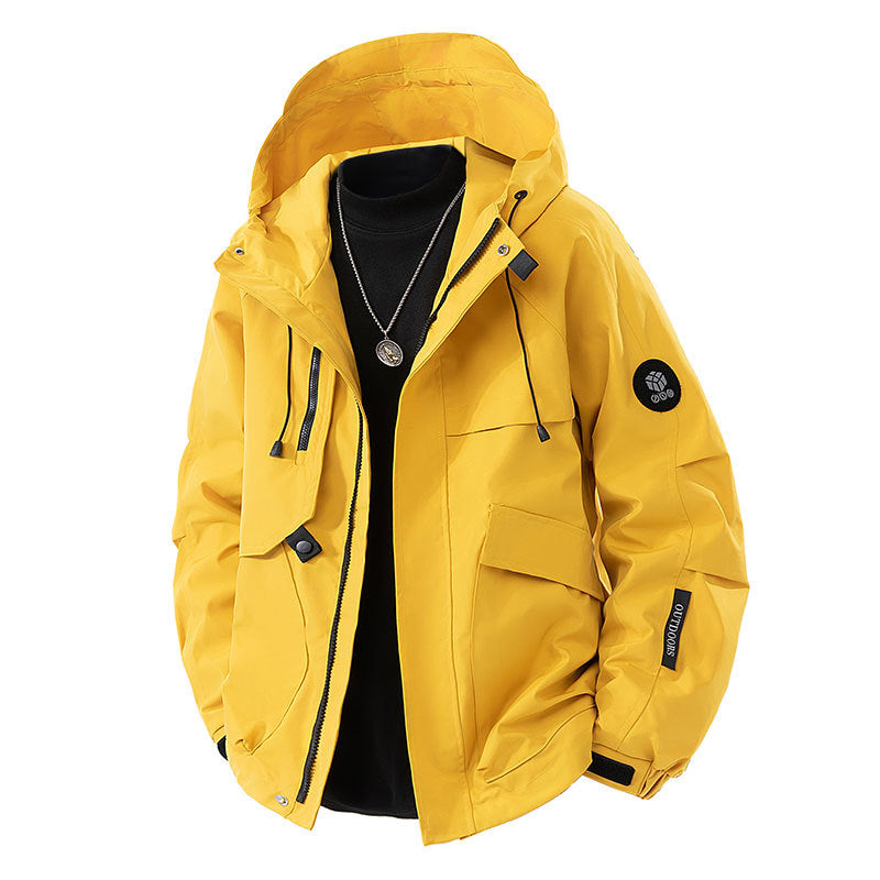 Men's Waterproof Functional Jacket with Adjustable Hood and Practical Pockets Lisslune
