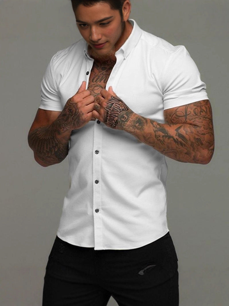 Men's short sleeve shirt with modern cut and stylish button detail Lisslune