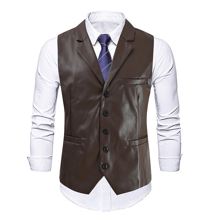 Men's elegant synthetic leather vest Lisslune