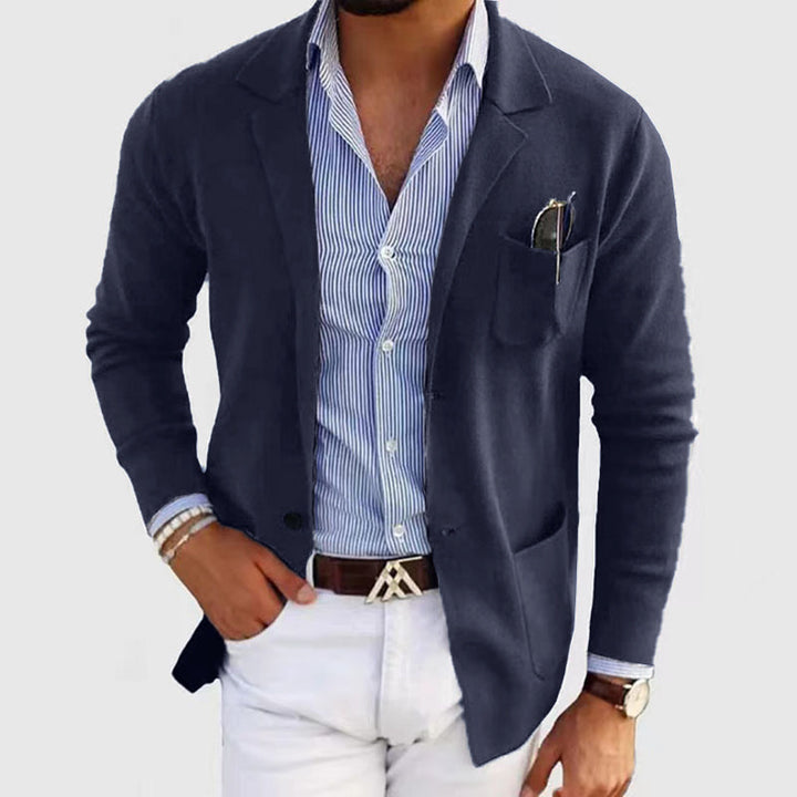 Men's sporty knitted blazer with fine texture and practical pockets Lisslune