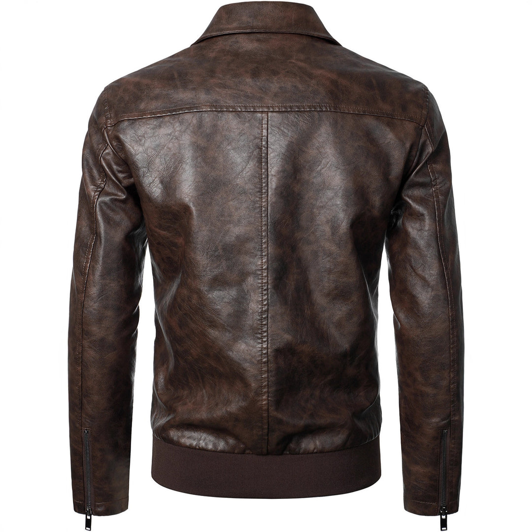 Men's Fashionable Leather Jacket with Sporty Cut and Practical Pockets Lisslune